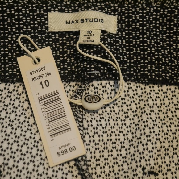 đť…şmax Studio NWT Black White Geometric Print Straight Leg Trouser Pants Size 10 - Picture 6 of 8